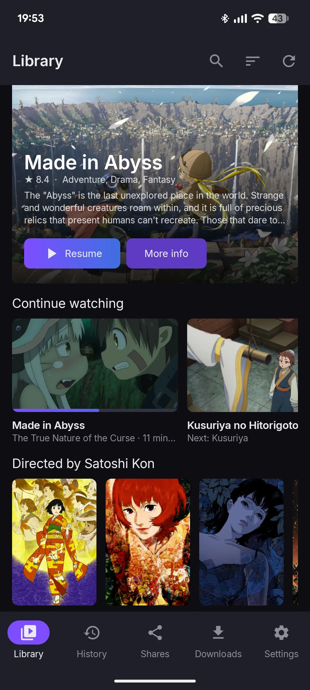 The same library in the Android app